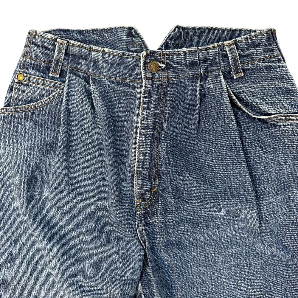 Vintage 80s Levi's 573 Brown Tab High Taper Pleat Notch Waist Acid Wash Jean 11
